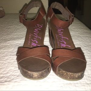 brown leather wedges